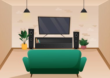 Living room in flat style. Cartoon vector illustration. Isolated background. Flat design style vector illustration