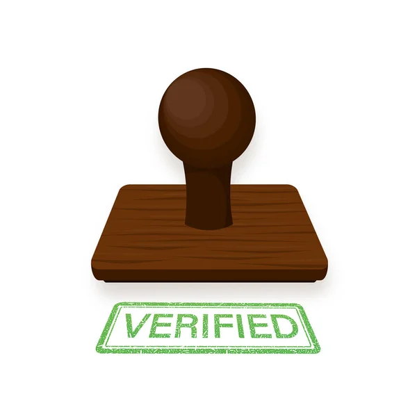 Icon with green verify stamp on white backdrop. Business vector icon. Vector design. - Stok Vektor