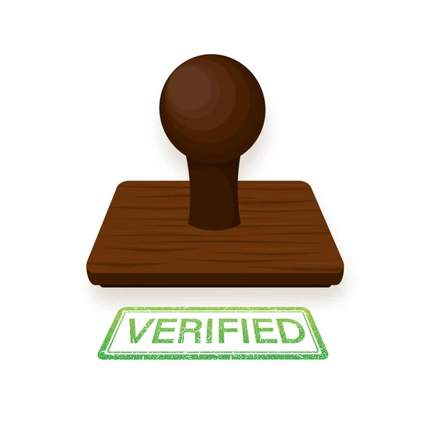 Icon with green verify stamp on white backdrop. Business vector icon. Vector design. - Stok Vektor