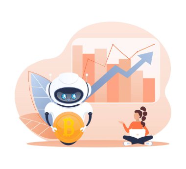 Robot ticareti. Borsa konsepti. Yapay zeka. Soyut arkaplan