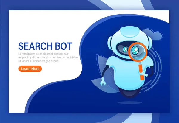 Search bot in cartoon style. Artificial intelligence. Isometric vector. Vector illustration — Stock Vector