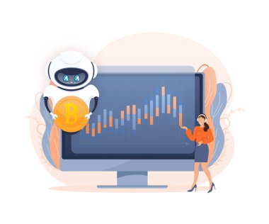 Robot ticareti. Borsa konsepti. Yapay zeka. Soyut arkaplan