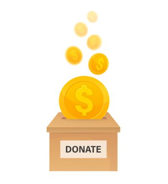 Para bağışlamak, her amaca uygun bir tasarım. 3 boyutlu izometrik illüstrasyon. Düz vektör illüstrasyonu