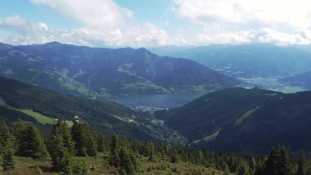 Pohled Zell See Rakouské Město Jezeře Zell Hor — Stock video