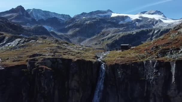 Vliegend Met Een Drone Naar Een Imposante Waterval Weissee Nationaalpark — Stockvideo