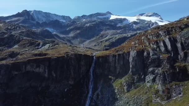 Letět Pryč Dronem Impozantního Vodopádu Který Pochází Weissee Hohe Tauern — Stock video