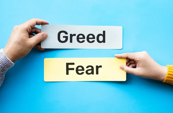 Fear and greed with investment.plan or management of financial concepts