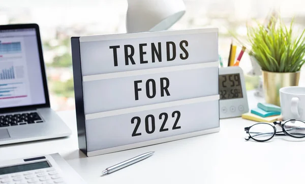 Trends 2022 Concepts Text Lightbox Inspiration Creativity New Year Goals Stock Fotó