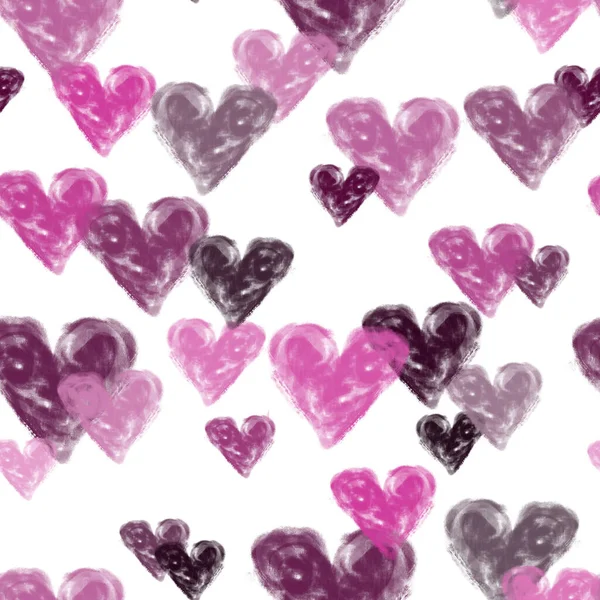 Watercolor Hearts Seamless Background Pink Watercolor Heart Pattern Colorful Watercolor — Stock Photo, Image