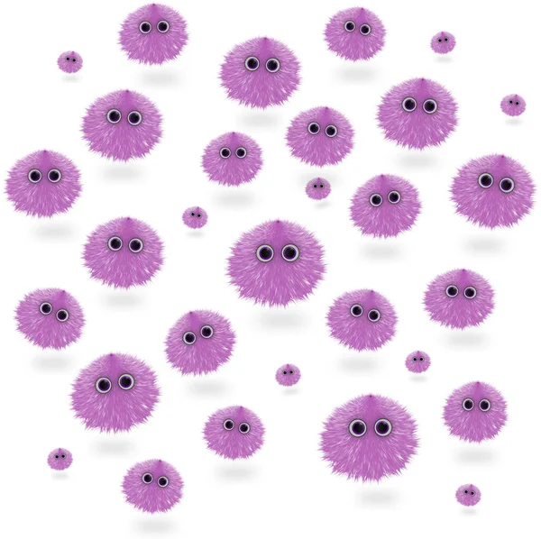 Fluffy Ball Spherical Shape Funny Cartoon Fluffy Eyes Furry Animal Стоковая Картинка