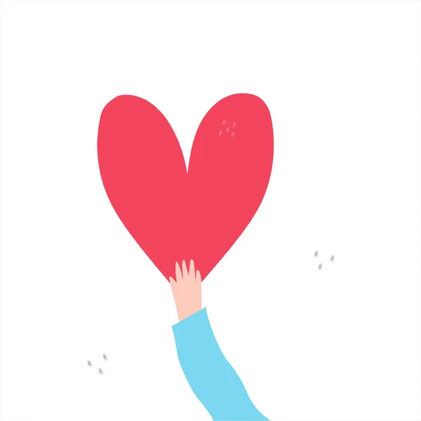 Любовь Сострадание Нарисованы Вручную Векторной Иллюстрацией Рука Держащая Сердце Белом — стоковое фото