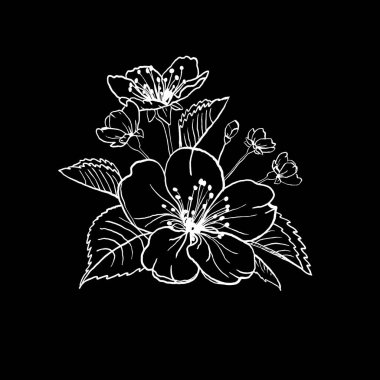 siyah ve beyaz desenli. Büyük desen. Çiçek elle çizimi. dövme, çizim, boyama