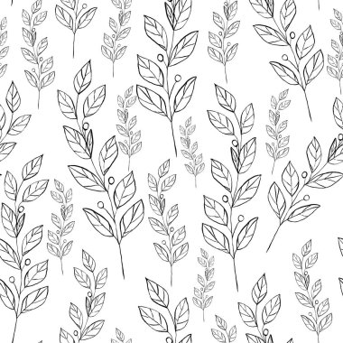 siyah ve beyaz çiçekler. Şablon kusursuz. Güzel çiçek deseni. bitki örtüsü