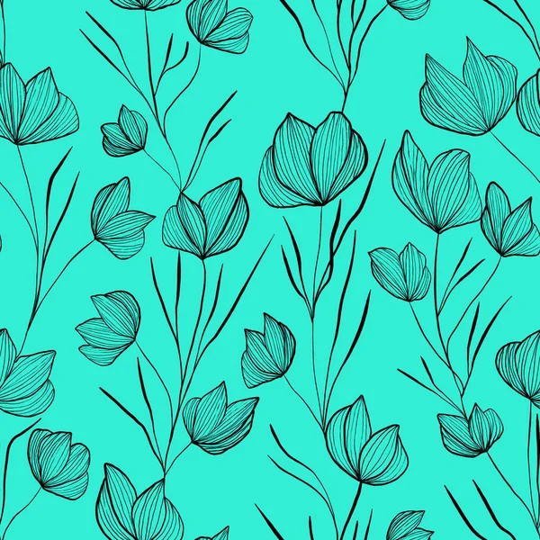 Floral Large Seamless Pattern Pattern Leaves Flowers — Stock Photo, Image