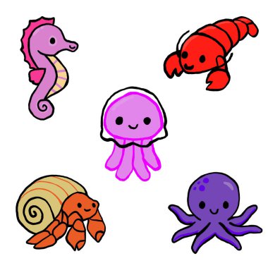 seamless pattern with sea animals and seashells. Scandinavian motives. Children's print