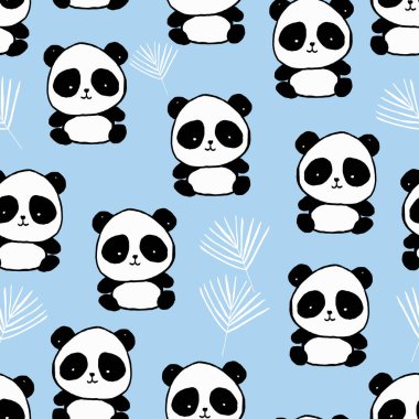 panda. set of pandas for girls and boys. funny drawing of bears