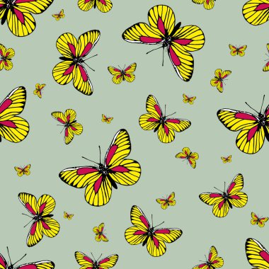butterfly seamless repeat pattern design background. Random colorful butterfly silhouette, cute girly pastel.black and white. Overlay