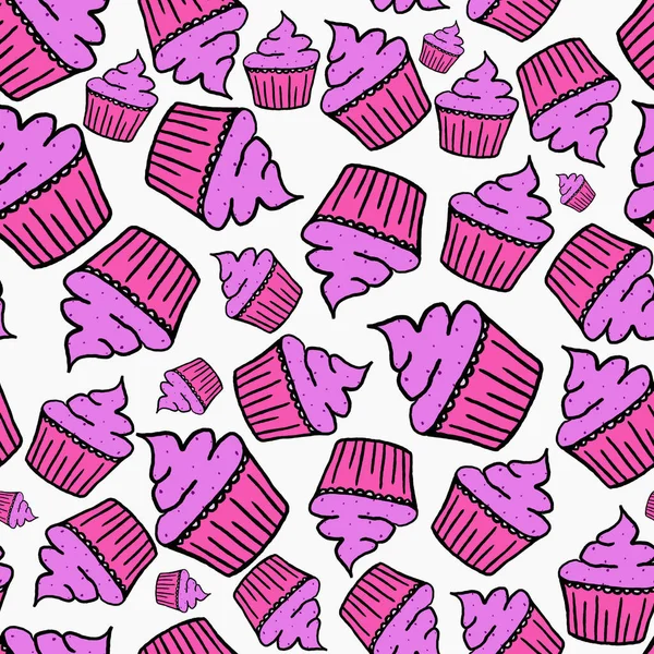 Seamless Pastry Pattern Cakes Cupcakes Pies Cupcakes Ice Cream Hand — Stockfoto