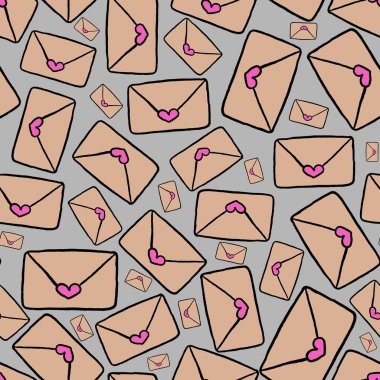 Envelopes seamless pattern. School pattern. School design. love letter. romance. office template