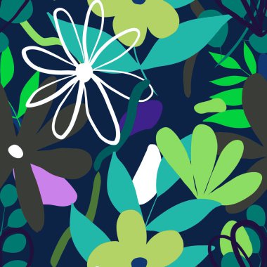 Çiçekli, büyük, pürüzsüz desen. Yapraklı ve çiçekli desen