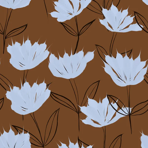 Floral Large Seamless Pattern Pattern Leaves Flowers — Stock Photo, Image