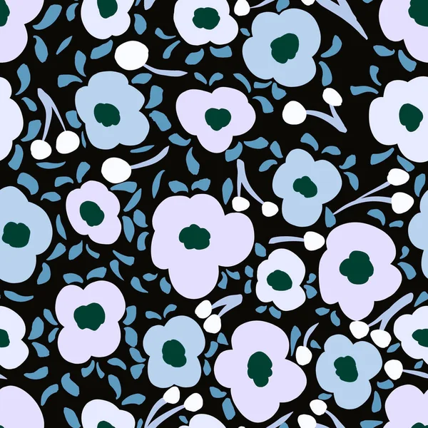 Florales Großes Nahtloses Muster Muster Mit Blättern Und Blüten — Stockfoto