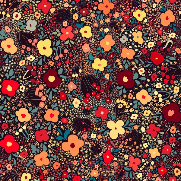 Квітковий Великий Безшовний Візерунок Візерунок Листям Квітами — стокове фото
