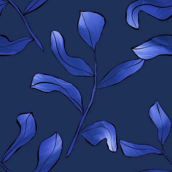 Квітковий Великий Безшовний Візерунок Візерунок Листям Квітами — стокове фото