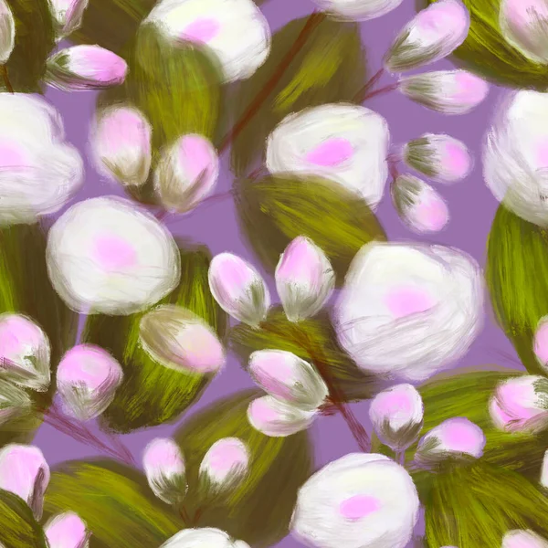 Florales Großes Nahtloses Muster Muster Mit Blättern Und Blüten lizenzfreie Stockbilder