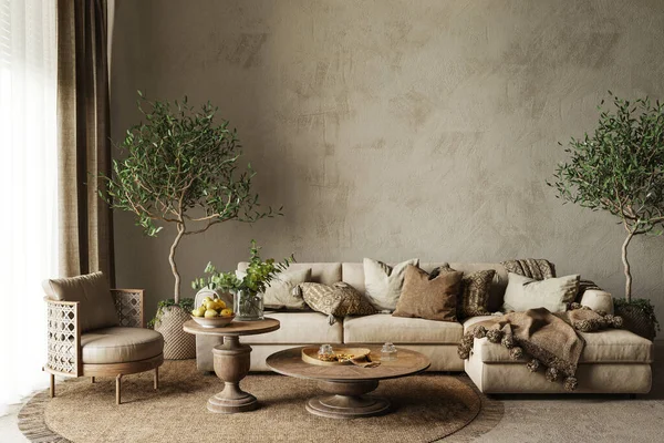 Living Room Filled Furniture Vase Plants Table High Quality Illustration — Stock Photo, Image