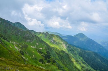 Marmarosh Alplerindeki kayalık sırt, Romanya Karpat sınırı, Marmarosy bölgesi, Transcarpathia, Ukrayna.
