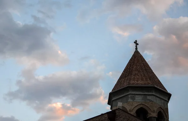 Old Medieval Dome Cross Georgian Orthodox Church Tbilisi Evening Sky — Fotografia de Stock