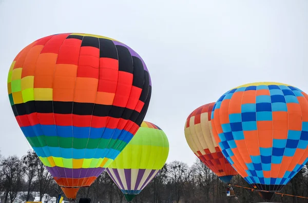 Many Colorful Hot Air Balloons Taking Landing Aeronautics Festival Kyiv — Stockfoto