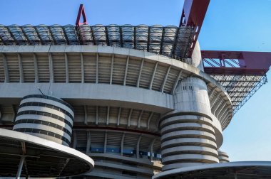 MILAN, ITALY - 25 Haziran 2017: San Siro yaygın olarak Stadio Giuseppe Meazza olarak bilinen futbol stadyumudur. 