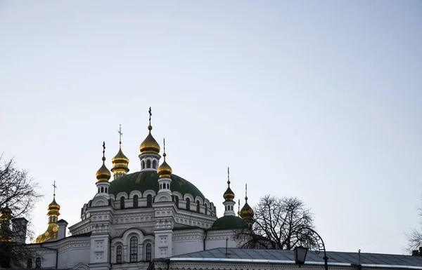 Gilded Domes Medieval Refectory Church Saints Anthony Theodosius Kyiv Pechersk — Stock Photo, Image