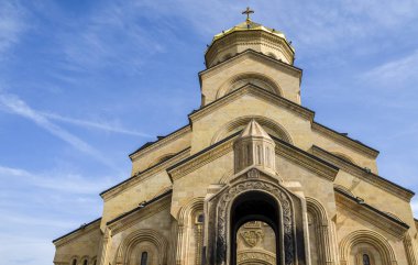 Kutsal Trinity Katedrali ana ve en büyük Gürcistan Ortodoks Katedrali (Tsminda Sameba). Tiflis, Gürcistan