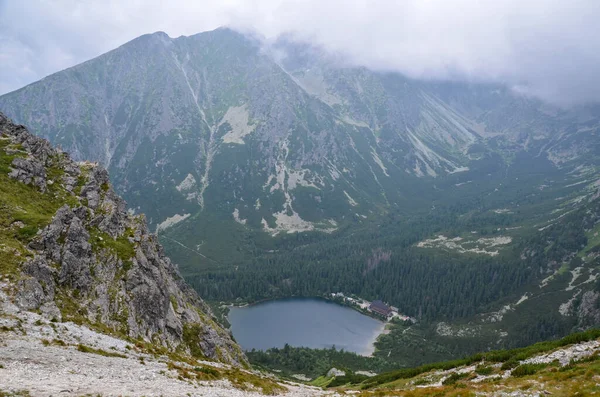 Popradske Pleso Ορεινή Λίμνη Βρίσκεται Στην Οροσειρά High Tatras Στη — Φωτογραφία Αρχείου