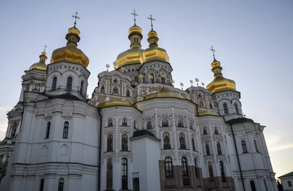 Igreja Cristã Ortodoxa Dormition Com Cúpulas Douradas Kiev Pechersk Lavra — Fotografia de Stock