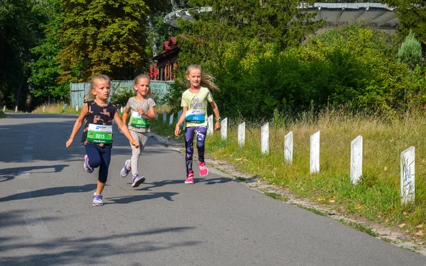 Kyiv Ukraine July 2021 Running Girls Section Kids Running Competition — Stock Photo, Image