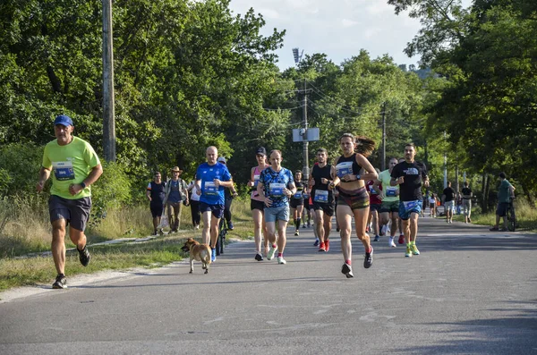 Kyiv Ukraine July 2021 Many Athletes Marathon Running City Fitness — Stock Photo, Image