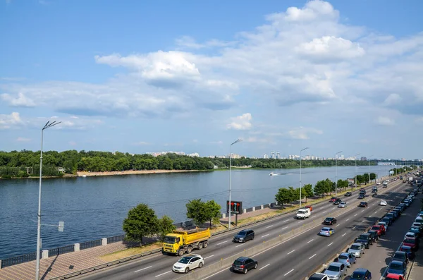 Kyiv Ukraine July 2021 Beautiful View Embankment Dnipro River Riverside — Foto de Stock
