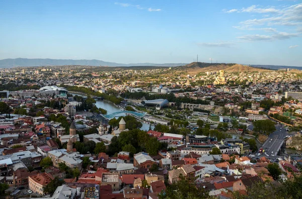 Scenic View Tbilisi Historical City Center Old Town Narikala Fortress — стокове фото
