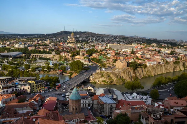 Scenic View Tbilisi Historical City Center Old Town Narikala Fortress — стокове фото