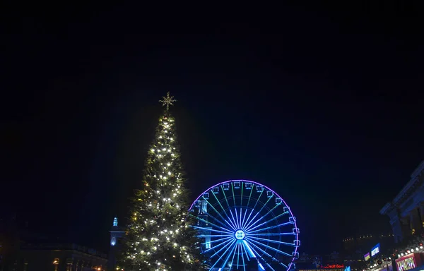 Kyiv Ukraine January 2021 Christmas Night Scene Colorful Ferris Wheel — Stock Photo, Image