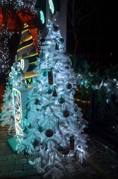 Kyiv Ukraine January 2021 Christmas Tree Outdoor Holiday Lights New — Fotografia de Stock