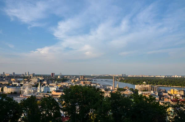 Vista Panorámica Orilla Derecha Del Río Dnipro Uno Los Barrios —  Fotos de Stock