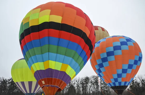 Group Multicolored Hot Air Balloons Take Surroundings — Foto de Stock