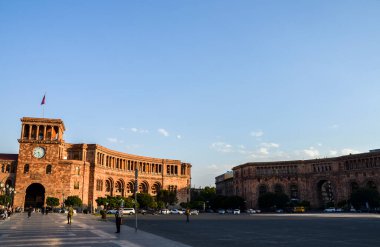 YEREVAN, ARMENIA - OCTOBER 3, 2021: View to Republic Square is the central town square in Yerevan, the capital of Armenia. 