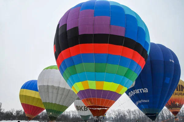 Bunte Heißluftballons Flug Beim Festival Der Luftfahrt Kiew Ukraine — Stockfoto