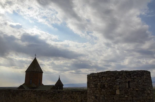 Ancient Walls Fortified Monastery Khor Virap Place Pilgrimage Holy Site — Stok fotoğraf